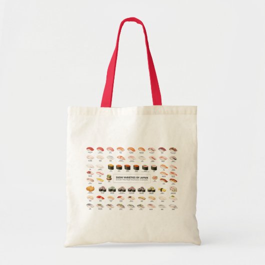 Sushi Guide Tote Bag – Japanese Food Chart トートバッグ (正面)