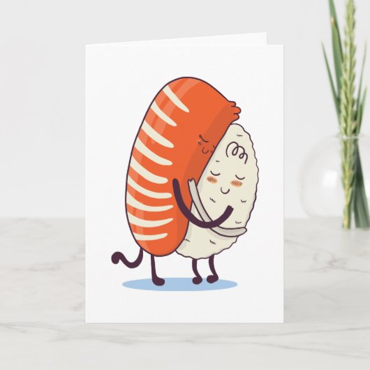 Sushi Hug Cute Kawaii Japanese カード (正面)
