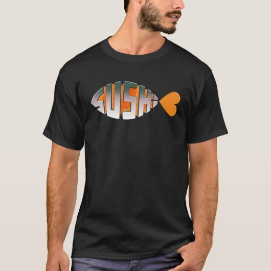 Sushi Love Religious Fish Inspired Typography Salm Tシャツ (正面)
