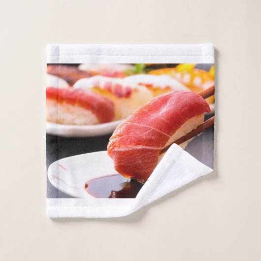 Sushi Moment Towel Set – Dip Into Deliciousness バスタオルセット (ウォッシュタオル)