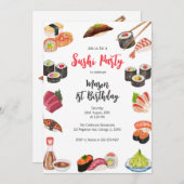 Sushi Party Birthday Invitation 招待状 (正面/裏面)