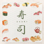 Sushi Party Invitation　寿司 ガラスコースター (正面)