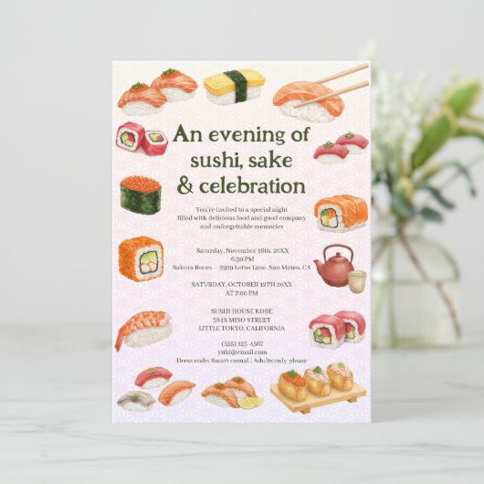 Sushi Party Invitation 招待状 (スタンド正面)