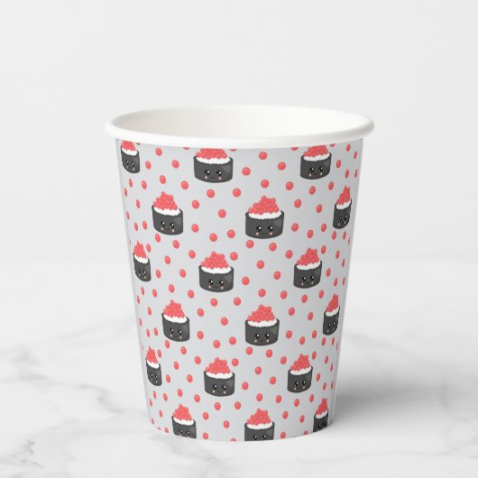 Sushi pattern and funny quote Paper cup 紙コップ (裏面)