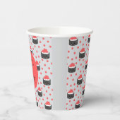 Sushi pattern and funny quote Paper cup 紙コップ (左)