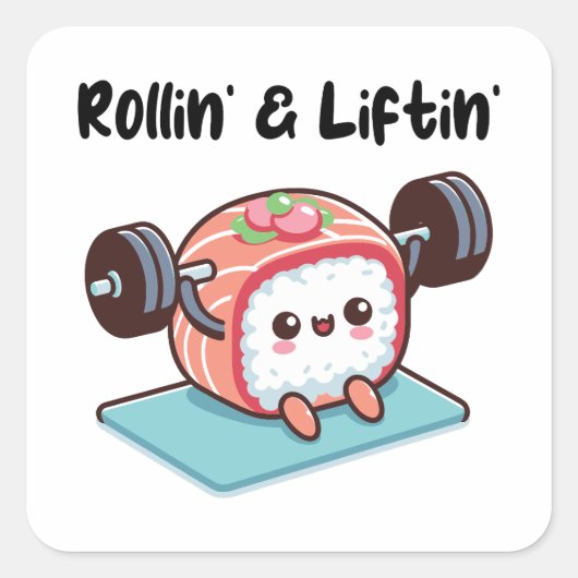 Sushi Roll Lifting Weights スクエアシール (正面)