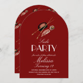 Sushi Rolls Chopsticks Japan Saki Birthday Party 招待状 (正面/裏面)