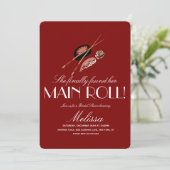 Sushi Rolls Chopsticks Japan Saki Bridal Shower 招待状 (スタンド正面)