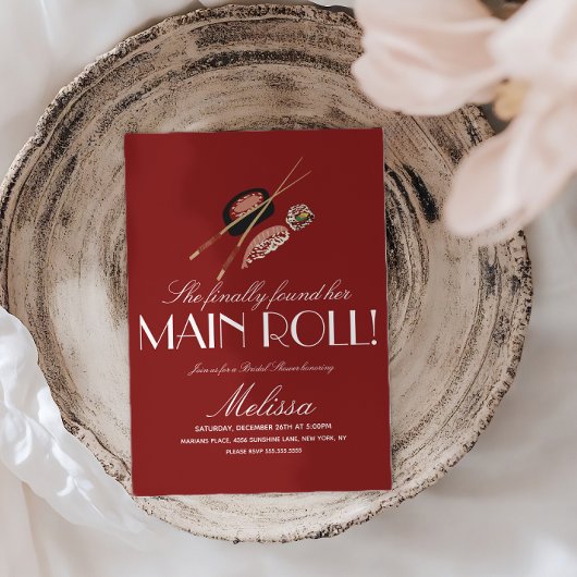 Sushi Rolls Chopsticks Japan Saki Bridal Shower 招待状