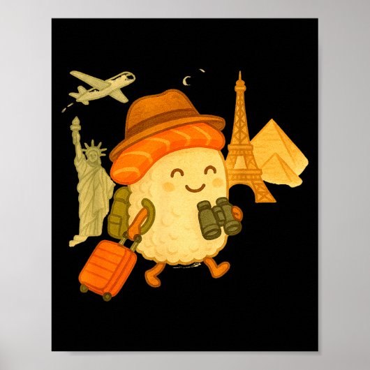 Sushi Salmon Roll Loves To Travel  ポスター (正面)
