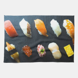 Sushi Sampler on Slate Plate キッチンタオル