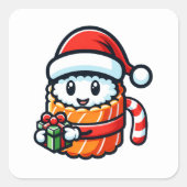 Sushi Santa – ギフト転が付きフェスティバル スクエアシール (正面)