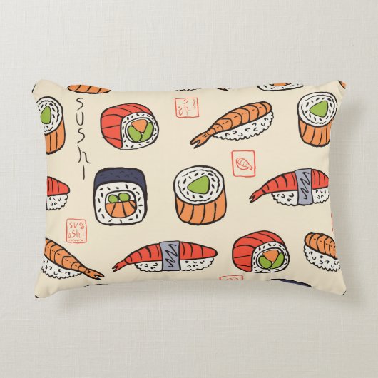 sushi seamless pattern アクセントクッション (正面)