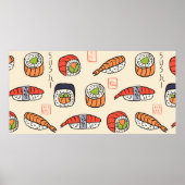 sushi seamless pattern ポスター (正面)