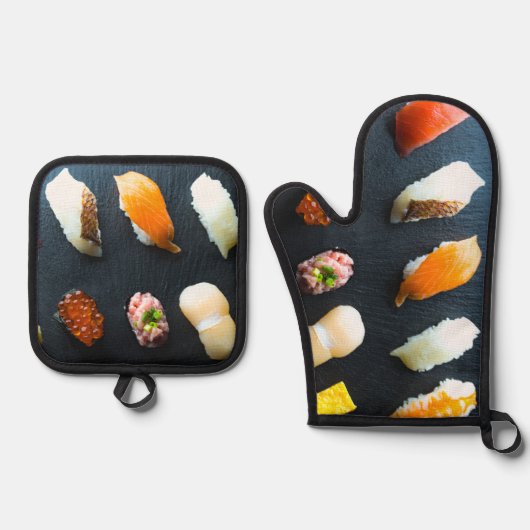 Sushi Slate Set – Modern Kitchen Essentials 鍋つかみ&鍋敷きセット (正面)