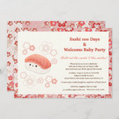Sushi-Themed 100 Days Baby Celebration Invitation 招待状 (正面/裏面)