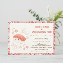 Sushi-Themed 100 Days Baby Celebration Invitation 招待状