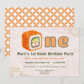 Sushi-Themed 1st Birthday Invitation 招待状 (正面/裏面)