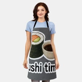  Sushi Time Sticker – Realistic Sushi with Soy エプロン