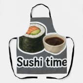  Sushi Time Sticker – Realistic Sushi with Soy エプロン (正面)