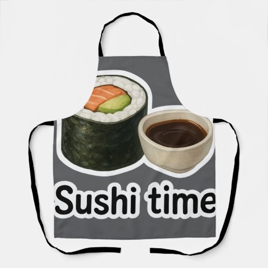 Sushi Time Sticker – Realistic Sushi with Soy エプロン (正面)