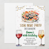 Sushi wine night party invitation 招待状 (正面/裏面)