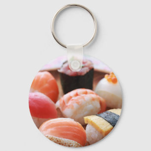 SUSHIMI Sushi Selection Wooden Plate Keychain キーホルダー