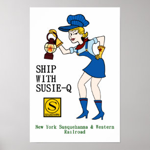 Susie Qの鉄道ポスターが付いている船 ポスター