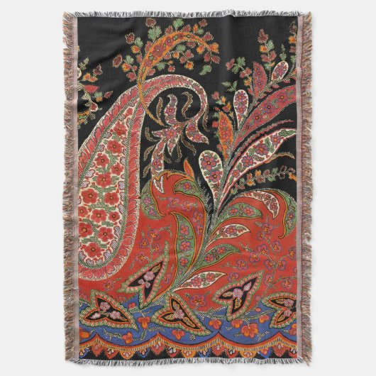 SusieJayneのペイズリーのデザイン#5 スローブランケット (正面縦)