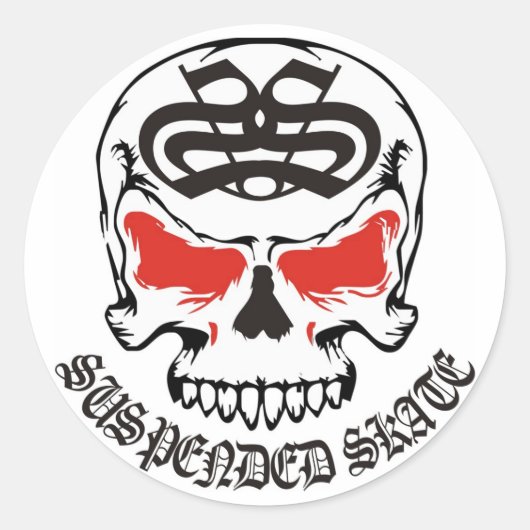 SUSPENDED_STICKER_SUSPENDEDスカル_STICKER ラウンドシール (正面)