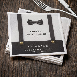 Suspenders Bowtie Cheers Gentlemen Bachelor Party スタンダードカクテルナプキン