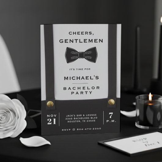 Suspenders Bowtie Cheers Gentlemen Bachelor Party 招待状