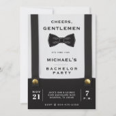Suspenders Bowtie Cheers Gentlemen Bachelor Party 招待状 (正面)
