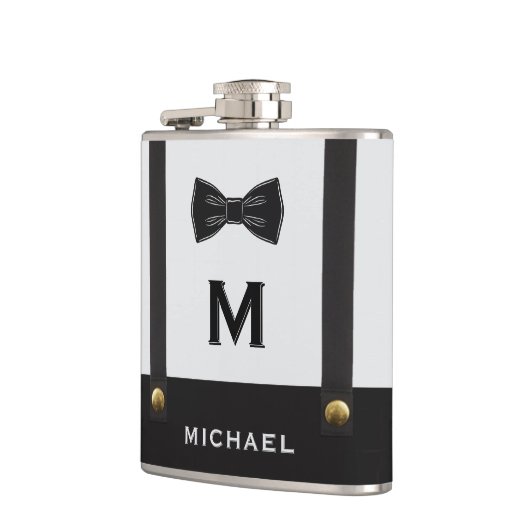 Suspenders & Bowtie Name Monogram Boy フラスク (左)