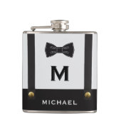 Suspenders & Bowtie Name Monogram Boy フラスク (正面)