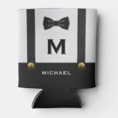 Suspenders & Bowtie Name Monogram Wedding 缶クーラー (正面)