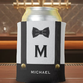 Suspenders & Bowtie Name Monogram Wedding 缶クーラー