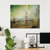 Suspension - Golden Gate Bridge Collage Poster ポスター (ホームオフィス)