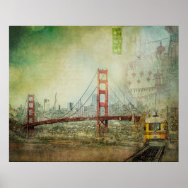 Suspension - Golden Gate Bridge Collage Poster ポスター