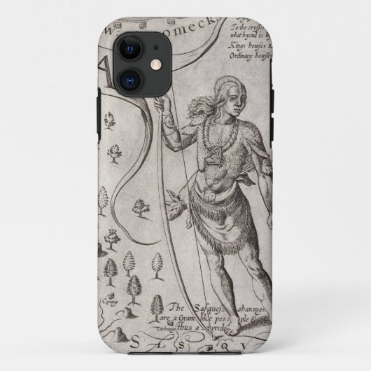 Susquehannockの戦士、ヴァージニアの地図からの詳細 Case-Mate iPhoneケース (裏面)