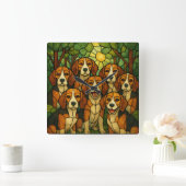 Süsse Beagle Uhr スクエア壁時計 (ホーム)