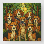 Süsse Beagle Uhr スクエア壁時計 (正面)