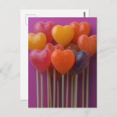 Süße bunte Herz Lollipops Valentinstag ポストカード (正面/裏面)