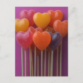 Süße bunte Herz Lollipops Valentinstag ポストカード (正面)