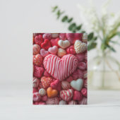 Süße bunte Herzen Valentinstag ポストカード (スタンド正面)