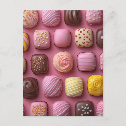 Süße bunte Pralinen Valentinstag ポストカード (正面)