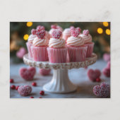 Süße Cupcakes mit Herzen Valentinstag ポストカード (正面)