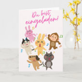 Süße Einladungskarte Du bist eingeladen! mit tanze カード (黄色い花)