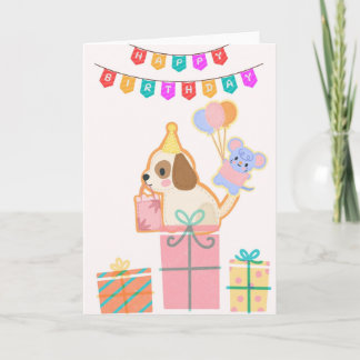 Süße Geburtstagskarte Happy Birthday mit Hund, Mau カード