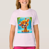 Süsse Giraffe am Wasserfall Tシャツ (正面)